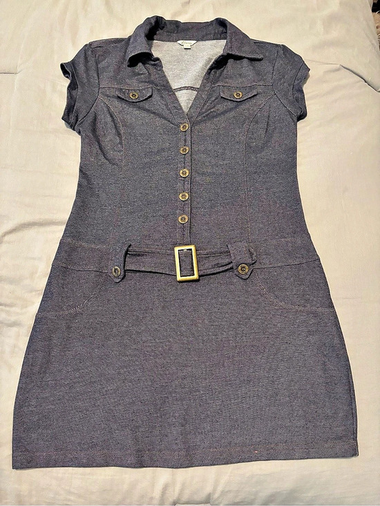 Guess Dresses & Skirts - Vintage Guess  Fake Button Front Mini Dress in Gray Size Large